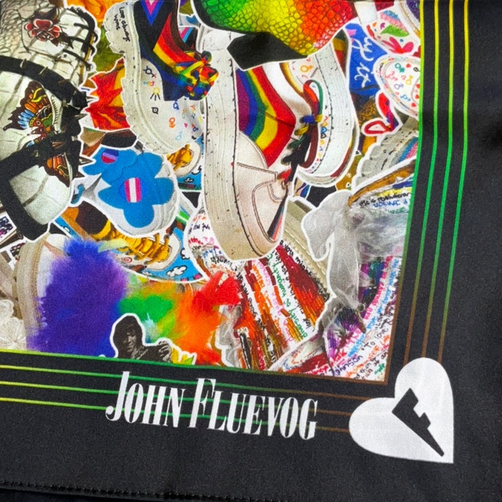 Brand-new RARE John Fluevog VERY Silky Gay Pride Scarf 🌈 LGBTQ Unisex 24x24